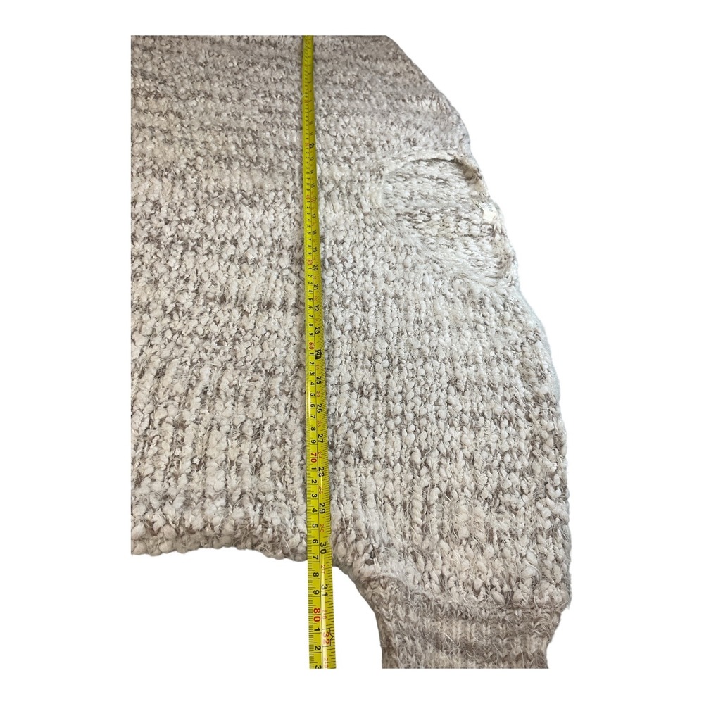 Umgee Fringe Poncho Knit Sweater Tunic Pullover Oversized Neutral Colors - Picture 8 of 12